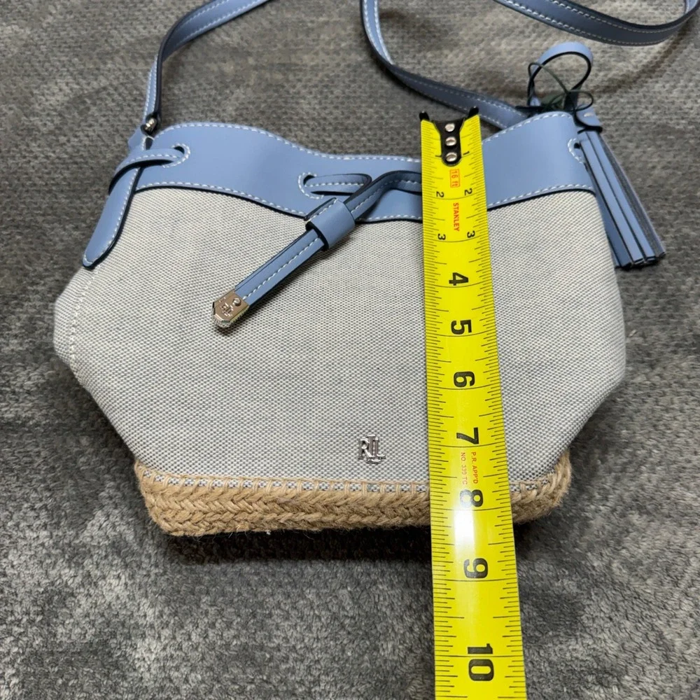 Lauren Ralph Lauren Andie Canvas Espadrille Bucket Bag Blue Crossbody